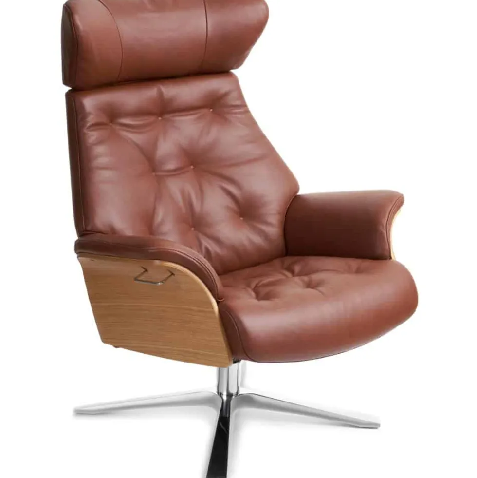 Air fåtölj & fotpall med pikering – läder Western cognac