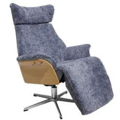Air fåtölj med fotstöd – fårskinn graphite/ ek