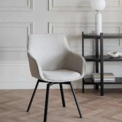 Alison karmstol beige tyg