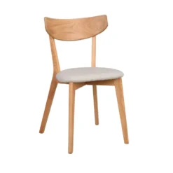 Ami stol lackad ek /grå-beige tyg