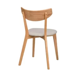 Ami stol lackad ek /grå-beige tyg