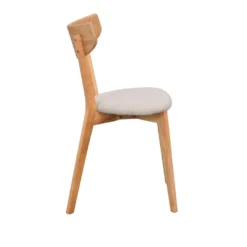 Ami stol lackad ek /grå-beige tyg
