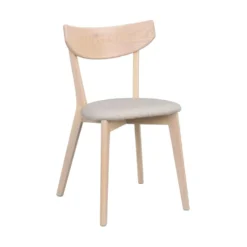 Ami stol vitpigmenterad ek /grå-beige tyg