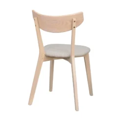 Ami stol vitpigmenterad ek /grå-beige tyg