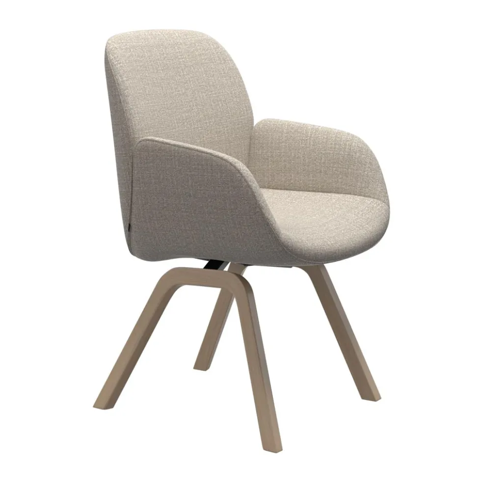 Bay low karmstol – tyg Bloom offwhite /ben D200 ek natur