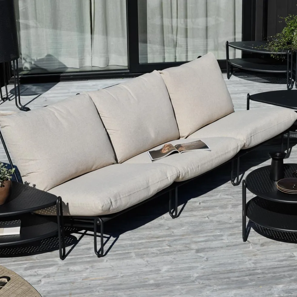 Blixt 3-sits soffa svart alu /beige tyg