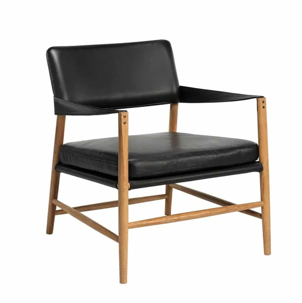 Bremen lounge fåtölj ek/ läder svart
