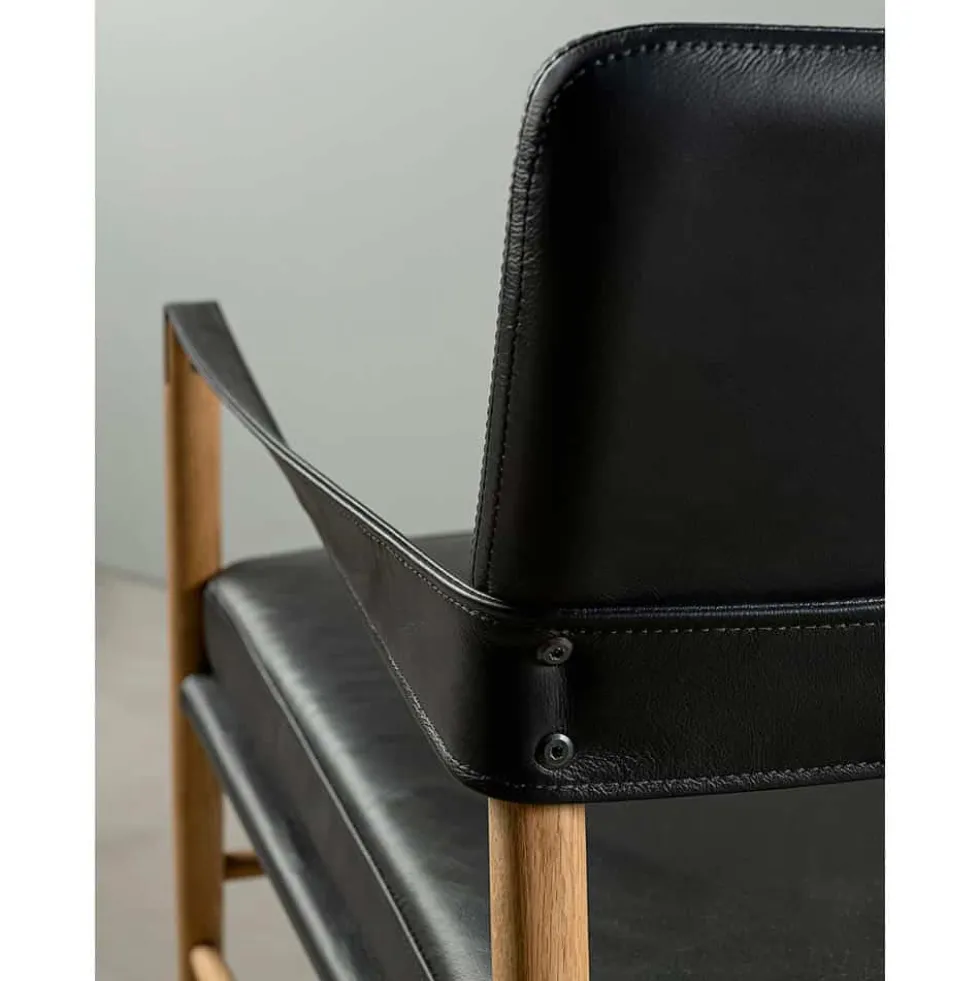Bremen lounge fåtölj ek/ läder svart