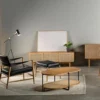 Bremen lounge ottoman ek/ läder svart