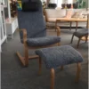 Carat fåtölj inkl. pall – fårskinn graphite/ ek