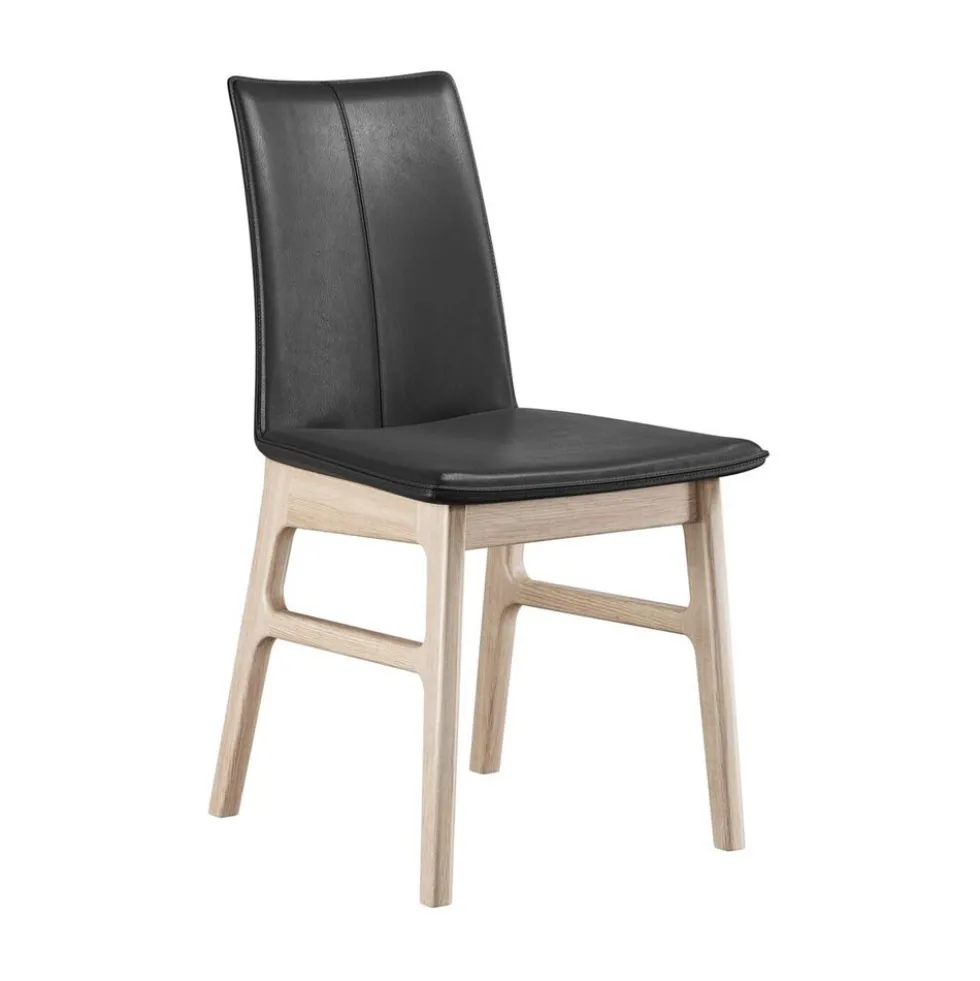 Casö Sweet Seat stol – svart läder /ek