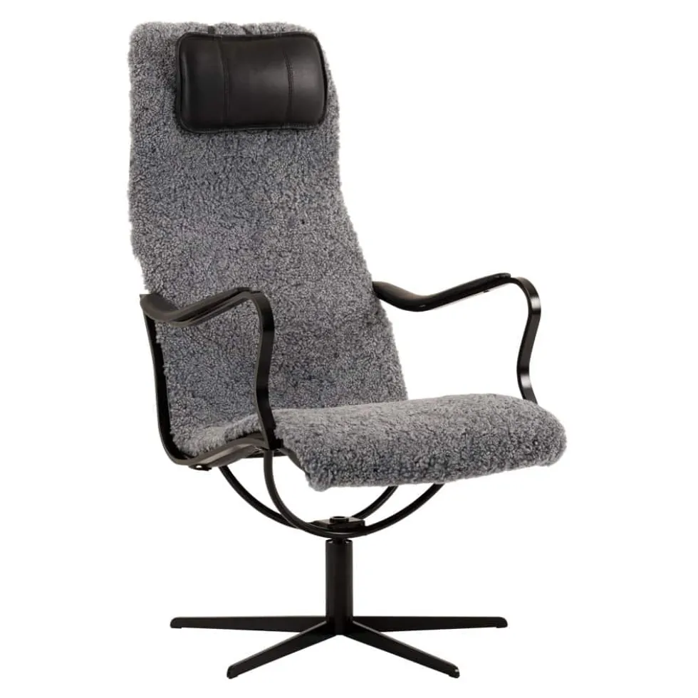 Chic fåtölj – fårskinn grey