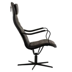 Chic fåtölj inkl. pall – läder classic svart