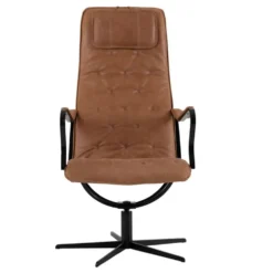 Chic fåtölj inkl. pall – läder vintage cognac