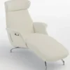 Clement chaiselong – läder savoy off white/ krom