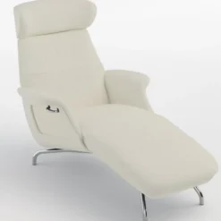 Clement chaiselong – läder savoy off white/ krom