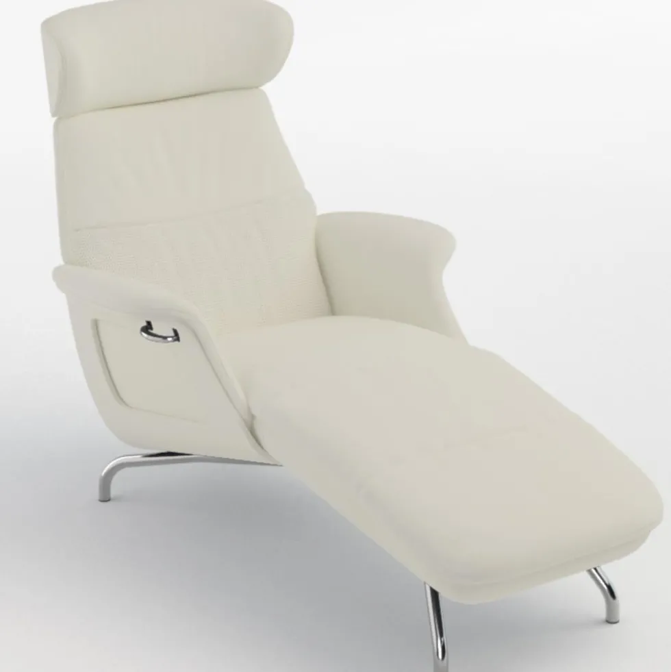 Clement chaiselong – läder savoy off white/ krom