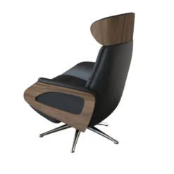 Clement reclinerfåtölj – läder savoy black/ valnöt/ krom