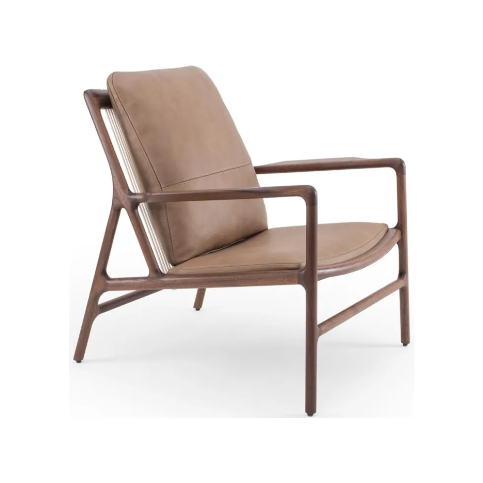 Dedo Easy Chair – läder dakar stone /valnöt