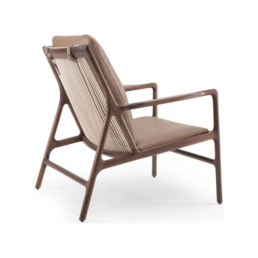 Dedo Easy Chair – läder dakar stone /valnöt