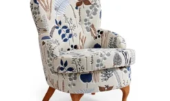 Elin fåtölj – tyg botanik blå