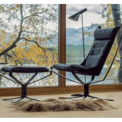 Falcon Phoenix fåtölj hög & pall – läder prescott black ink