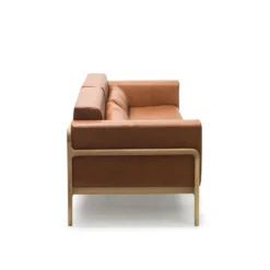Fawn soffa 3-sits – läder dakar whisky/ vitoljad ek