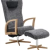Focus snurrfåtölj inkl. pall – fårskinn scandinavian grey/ ek
