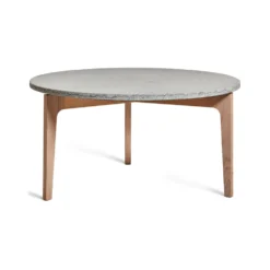 Höllviken soffbord 80cm vitpigmenterad ek/kalkstensskiva