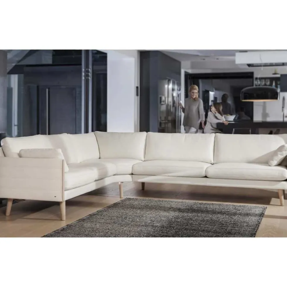 Horizont hörnsoffa – läder 8018sa vit