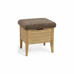 Klinte bänk 45 ek /äkta fårskinn beige