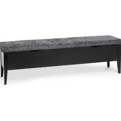 Klinte bänk 160 svartlack/ fårskinnslook