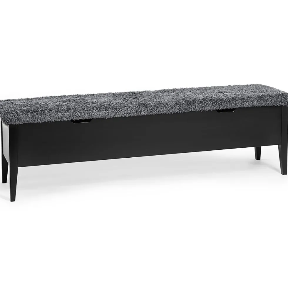 Klinte bänk 160 svartlack/ fårskinnslook