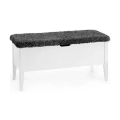 Klinte bänk 90 vitlack/ fårskinnslook