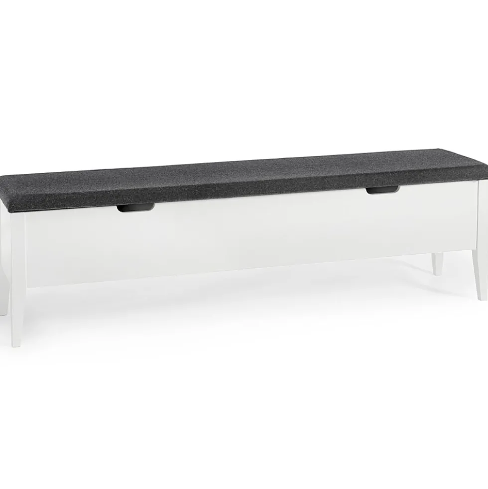 Klinte bänk 160 vitlack/ ulltyg