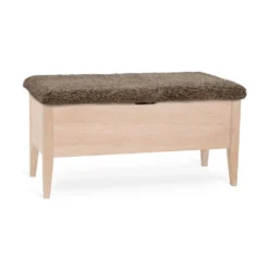 Klinte bänk 90 vitoljad ek /äkta fårskinn beige