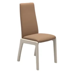 Laurel high stol – läder batick latte/ ben d100 whitewash