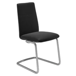 Laurel low stol – läder paloma svart/ underrede d400 krom
