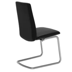 Laurel low stol – läder paloma svart/ underrede d400 krom