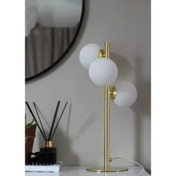 Molekyl bordslampa mässing/ vit