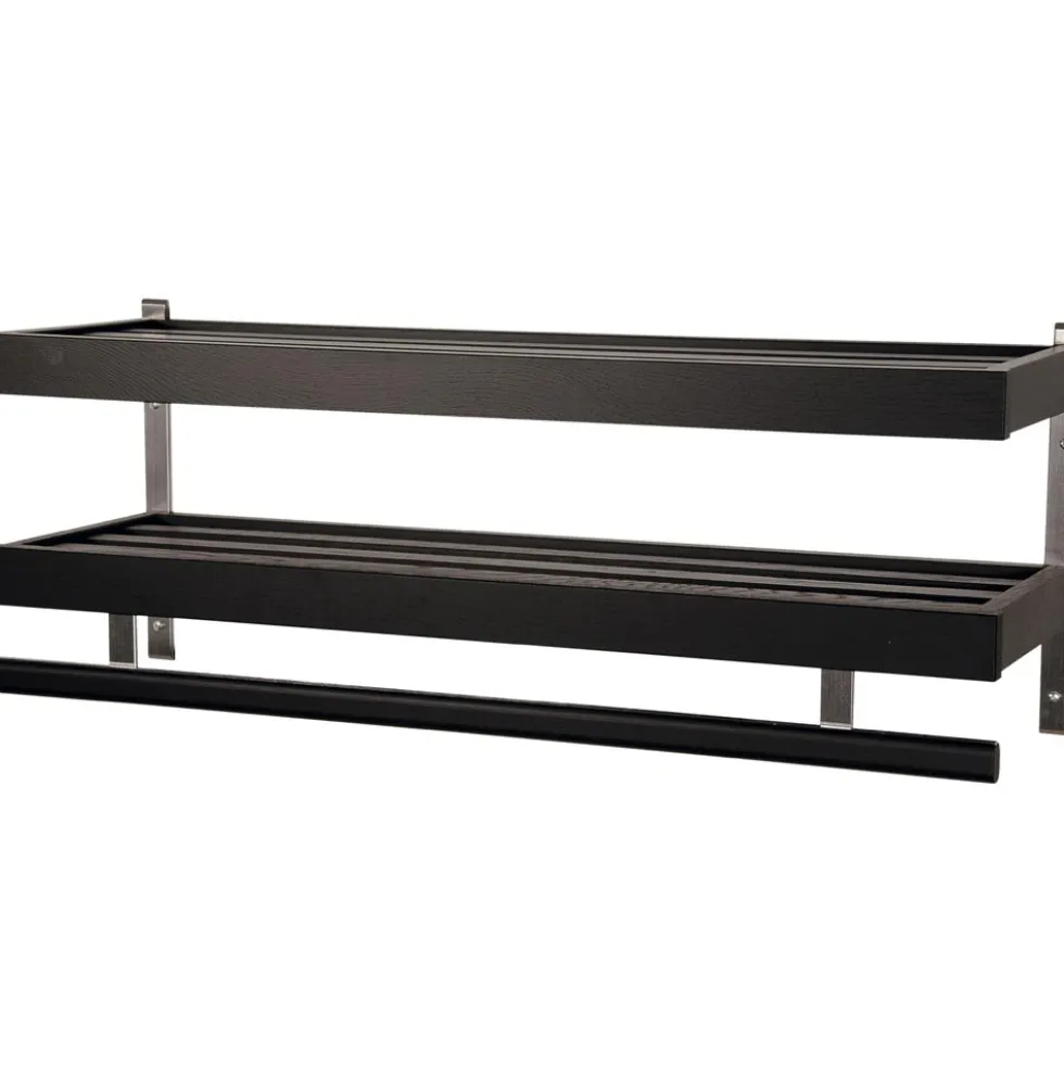 Nadja hatthylla 2 plan svartbets 80cm