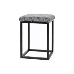 Palle liten – fårskinn Charcoal Grey Silver 27 /svart stål