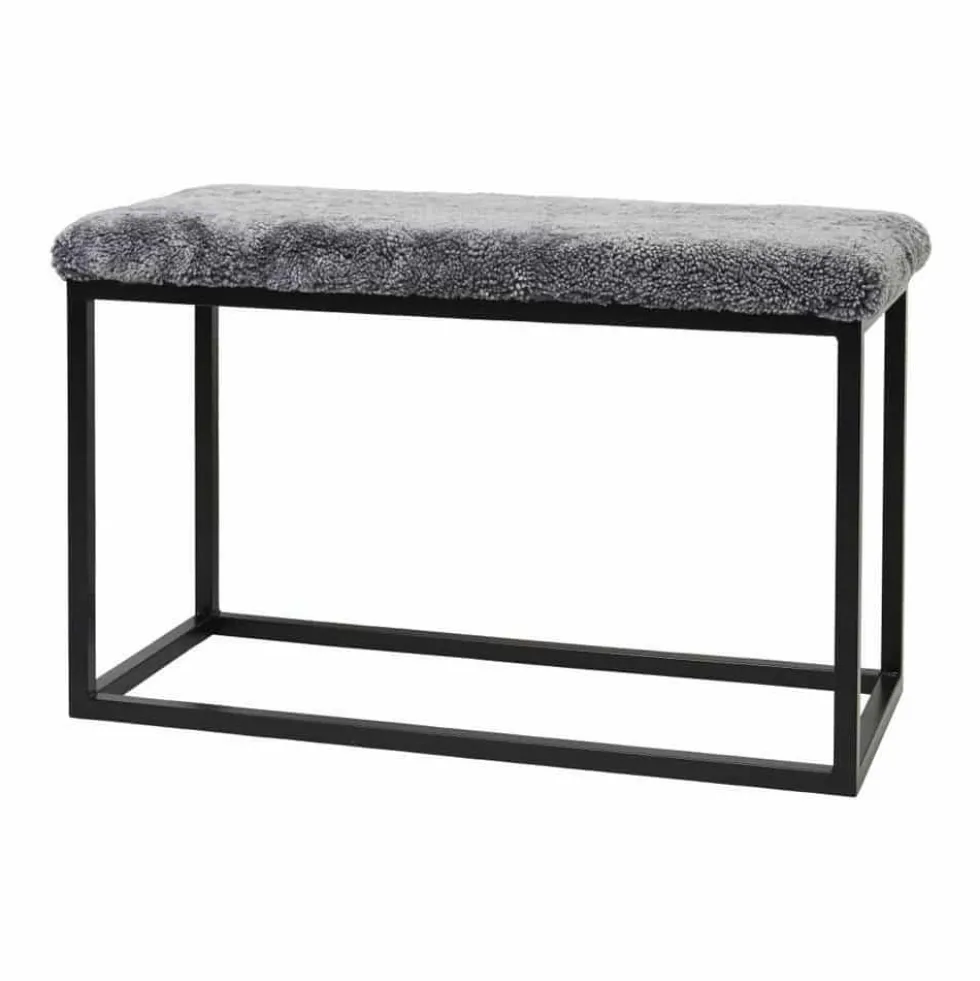 Palle XL – fårskinn Charcoal Grey Silver 27 /svart stål
