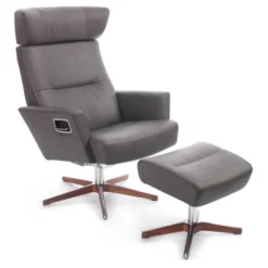 Relieve fåtölj & pall – läder Bolzano grey