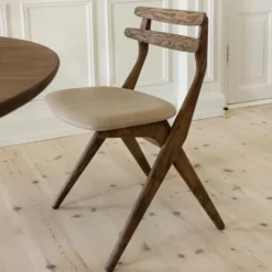 Saks stol – oljad antikbrun ask C12/ läder terra lime