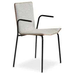 SM802 karmstol lackad valnöt/ tyg brahms 07 brunbeige