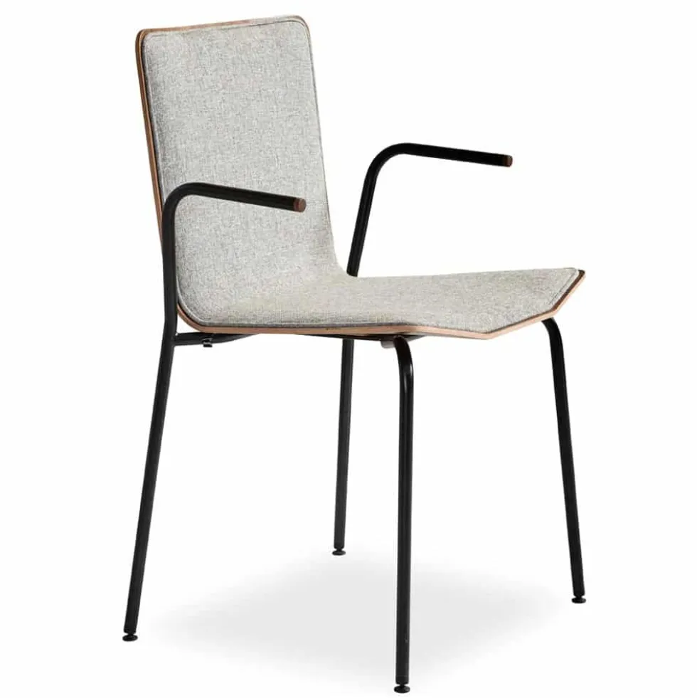 SM802 karmstol lackad valnöt/ tyg brahms 07 brunbeige