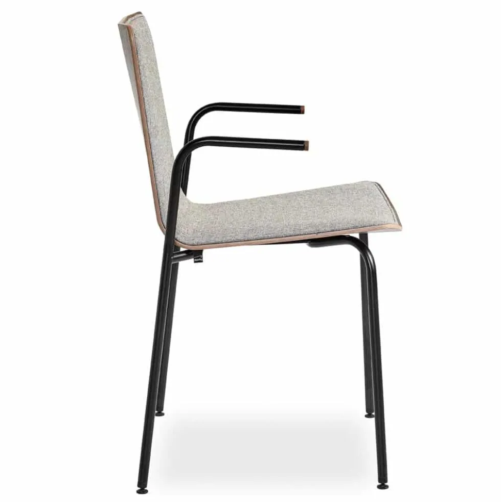 SM802 karmstol lackad valnöt/ tyg brahms 07 brunbeige