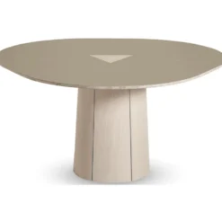 SM33 runt matbord vitoljad ek /beige nanolaminat