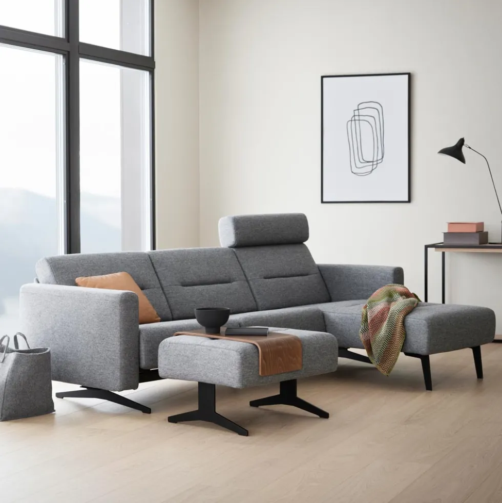 Stressless Stella 2-sits soffa med longseat – tyg Clover grey